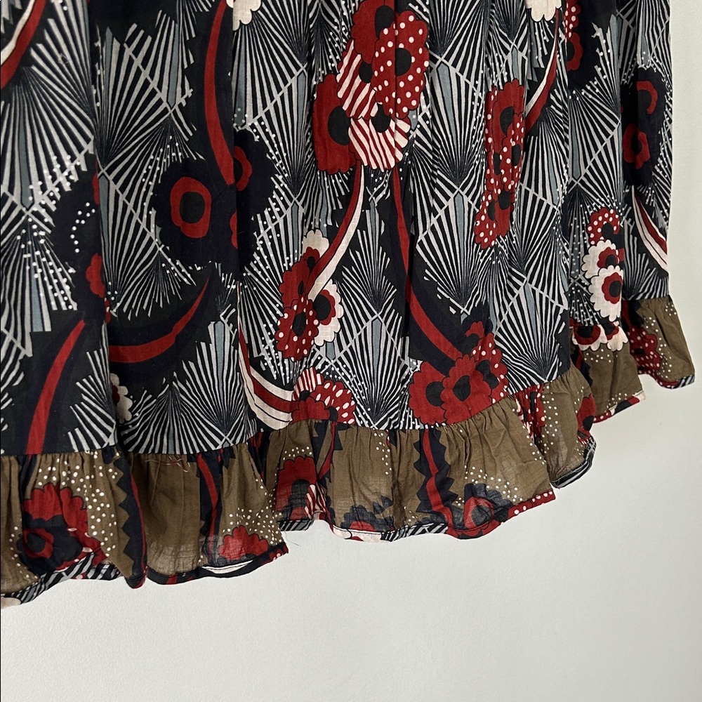 Anthropologie Letmebe Skirt Women’s XL Elastic Waist Floral Bow Ruffle Mini - Picture 3 of 14